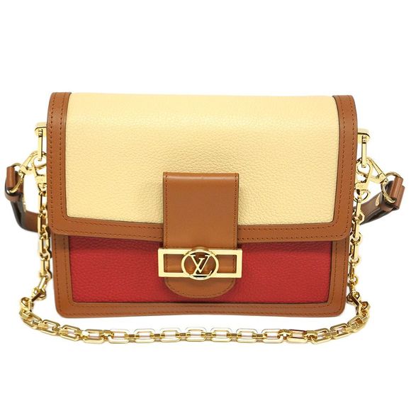 Louis Vuitton Taurillon Leather Dauphine MM Panama Scarlet Shoulder Bag - Picture 1 of 9